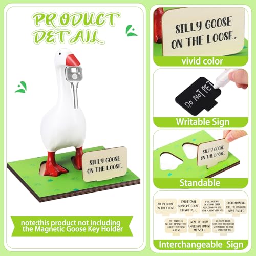 Relaxweex 10 Pcs Magnetic Goose Key Holder Wooden Base with Interchangeable Signs Writable Signs Chalk Accessories for Magnetic Key Holder Cute Resin Statue Decor(Goose Not Included) (Lovely) - style: Lovely