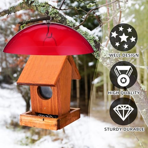 4 Pcs 10.2 Inch Plastic Bird Feeders Dome Cover for Hanging Hummingbird Feeder Weather Guard Protective Dome Squirrel Baffle for Bird Feeder Pole Covers(Red) - color: Red
