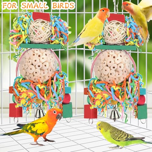 BBjinronjy Bird Toys,2PCS Hanging Natural Soft Sola Ball Beak Chew Shred Forage Toys for Parrots,Cockatiel,Conure,Love Birds,Parakeets,Budgie and Other Small Birds - size: Medium A
