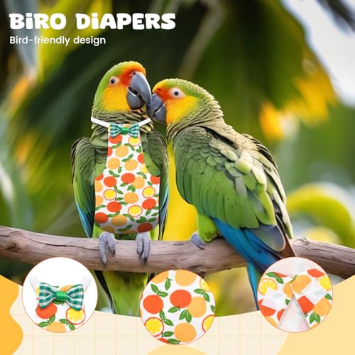 4 Pcs Bird Diaper, Parrot Diaper, Reusable Bird Clothes with Adjustable Straps & Waterproof Inner, Pet Bird Diapers for Budgies, Lovebirds, Cockatiels, and Miniature Macaws