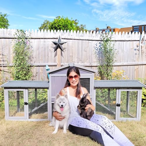 Aivituvin Rabbit Hutch Bunny Hutch Large Rabbit Cage, Indoor Bunny Cages Outdoor Rabbit House (Style2) - size: X-Large