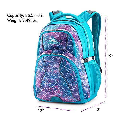 High Sierra Swerve Laptop Backpack, Sequin Facets/Bluebird/White, One Size - color: Sequin Facets/Bluebird/White