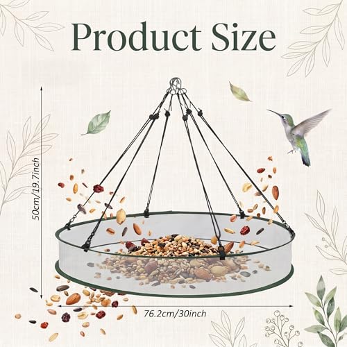 FoldTier 1 Pieces Universal Wild Bird Seed Catcher Hanging Hoop Platform Bird Seed Catcher Tray for Hummingbird Feeders Bee Feeder Outdoor Garden Accessories (30 Inch) - size: 30 Inch