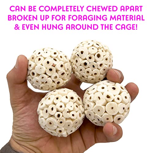 5106 Small Sola Bird Balls Pk12 - Handmade wooden bird foot toys, Formed from air dried pieces of sola wood, Lightweight, Easily breaks apart, Shredding fun, Great for small and med size birds - color: Small Sola Balls, size: Pack 12