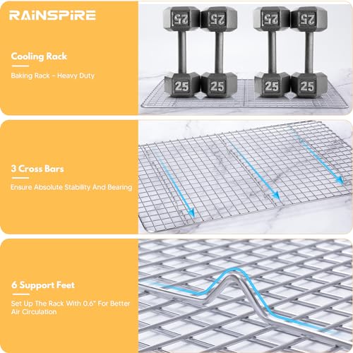 Cooling Rack Stainless Steel, Heavy Duty Cooling Racks for Cooking and Baking, Oven Safe Wire Rack for Cooking, Baking Rack for Oven Cooking Fits Half Sheet Cookie Pan, 12" x 17", 2-Pack - size: 12"x17"