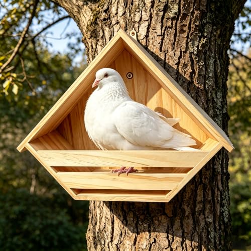 Cedar Mourning Dove Nesting Box, Wooden Dove Bird House for Outdoor | Pre-assemble 14 H x 10 W x 5.2 L Inches Bird Pigeon Doves Nesting and Roosting Platform Hanging Birdhouse Garden Decoration