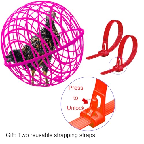 15.7" Ball-Shaped Movable Chicken Coop,Pigeon Rabbit Duck Safe Walking Net,Preventing Trampled by Horse,Predation by Eagles,Dog Bites.Pet Removable Prevent Harassment Safety Hutch - color: Rose