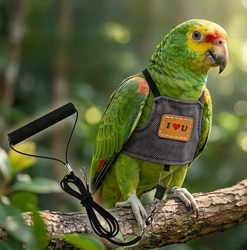 Bird Flight Harness Vest, Parrot Flight Suit with Leash Adjustable Bird Flying Clothes Outdoor Training Traction Rope for Parakeets Cockatiels Conures Budgies Cockatiel-Black,L - color: Black