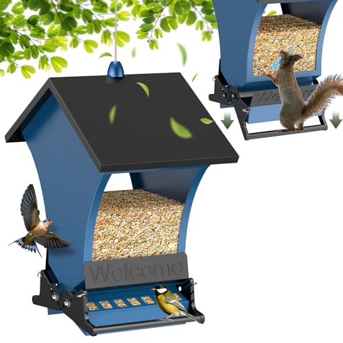 Wildpark Squirrel Proof Bird Feeders for Outdoors, 5LB Metal Hanging Feeders, Large Wild Feeders for Cardinals, Chickadees, Durable Backyard Feeders -One in Blue - color: Blue
