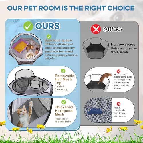 Soft Breathable Small Animal Playpen with Zipper Cover - Portable Rabbit/Bunny Pen & Chick Brooder Box, Lightweight Enclosure for Puppy/Kitten/Guinea Pig/Hamster/Chinchillas (Indoor & Outdoor Use)