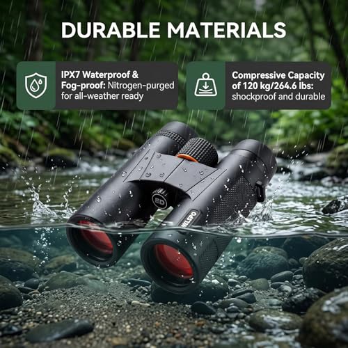 Welspo 10x42 Binoculars with ED Glass for Adults | Stable Phone Adapter included, Waterproof, Fogproof, for Bird Watching, Hunting, Hiking and Football Games