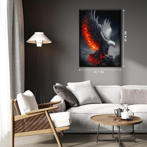 Eagle Puzzles for Adults 1000 Piece, Nature Animal Bald Eagle Bird with Fire Wings, Black Art Impossible Jigsaw Puzzles - style: Fire Eagle Puzzles