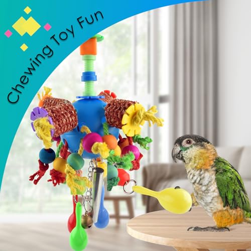KATUMO Parrot Toys, Parakeet Foraging Shredder Hanging Toys Bird Ball Treats for Conure Mini Macaw Cockatiel Lovebird Small-Medium Birds - style: Blue
