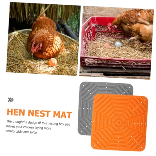 Angoily 2pcs Washable Chicken Coop Nesting Pads Lightweight Silicone Bedding Mats for Nesting Boxes Durable and Easy to Clean Chicken Cage Floor Protection Gray Orange