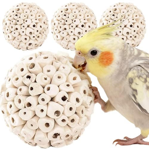 4PCS Bird Toys Sola Balls 2.36'' - Bird Foraging Toy, Sola Atta Ball, Parrot Chew Shred Toy for Sharpening Claws & Beaks for Cockatiel, Parakeets, Conure, Love Birds, Budgie and Small Birds - color: 4 PK