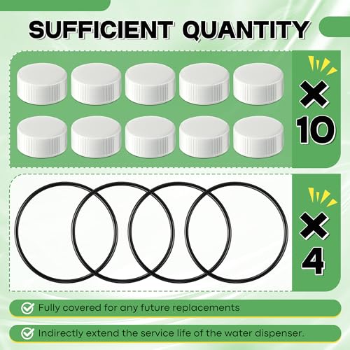 Poultry Fountain Renewal Waterer Part, 10 Replacement Cap,4 O Ring,White | Compatible with Miller PPF3/PPF5/PPF7, Compatible with Farm-Tuff 3/5/7 Gallon Poultry Founts - color: White