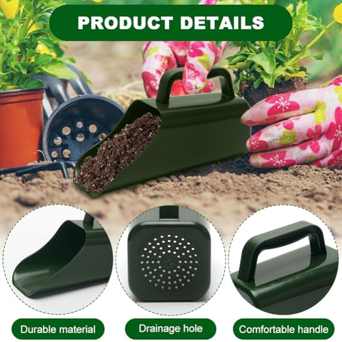 Garden Soil Scoop, 2-in-1 Multi-Function Plastic Spoon Soil Shovel Wear Resistant Digging Tool Cultivation Potting Scoop with Mini Scoop for Digging Up or Transporting
