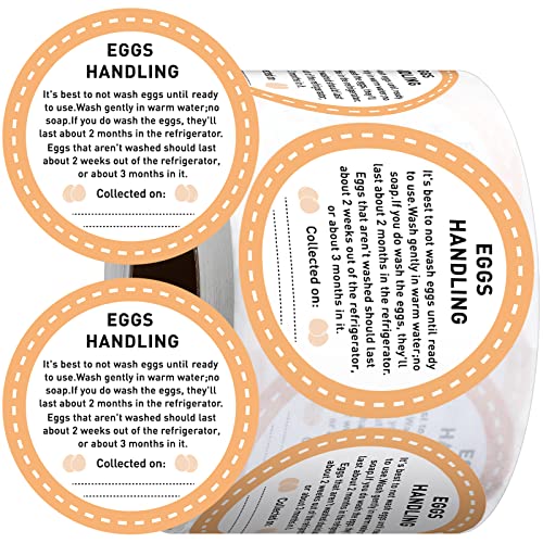 Colarr 500 Pcs Farm Fresh Eggs Carton Labels Stickers 2 Inch Egg Care Self Adhesive Writable Handling Stickers Bulk Chicken Packaging Decal Sign for Chicken Quail Farmhouse Supermarket - style: Handling