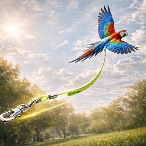 Parrot Bird Harness Leash Anti-bite Outdoor Flying Training Rope with 5pcs Different Sizes of Soft Foot Loops and Training Whistle(Upgraded Version of Ankle Ring)