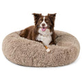 PetAmi Calming Donut Dog Bed, Washable Faux Fur, 30 Inch Medium, Taupe | Warm Shaggy Faux Fur and A Deep Nest Help Anxious Pets Curl Up and Sleep Soundly. Perfect for Puppies, Cats, and Rescues. - color: Taupe, size: Medium - 30"