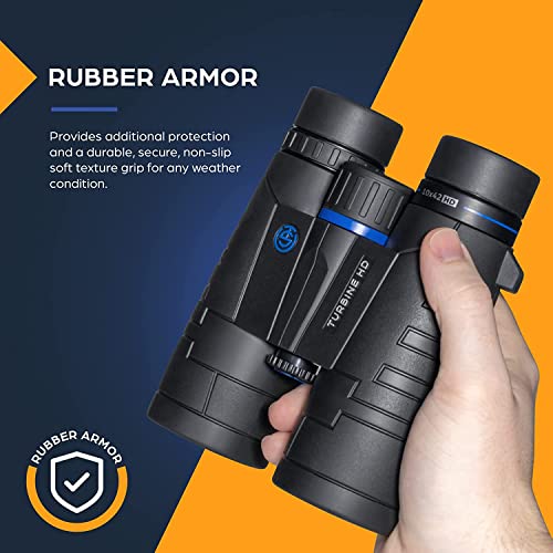 TSO Turbine HD 10x42 Roof Prism Binoculars for Adults, HD Glass with Multi-Coated Optics, 15.5mm Long Eye Relief, Rainproof Binoculars for Bird Watching, Hunting, Hiking, Travel & Wildlife Viewing