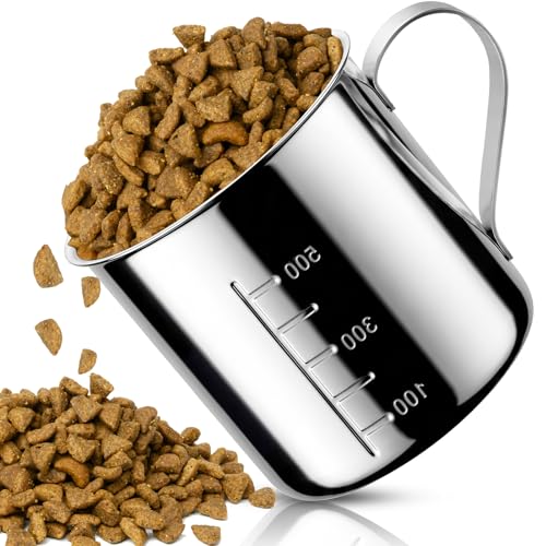 Dog Food Scoop 2Cup,304 Stainless Steel Dog Food Measuring Cup,2Cup Pet Food Scoop for Dogs Cats - size: 2 cup