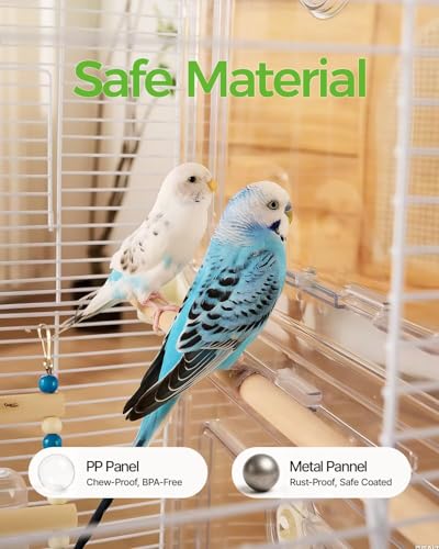 Clear View Bird Cage, Indoor & Travel Small Birdcage for Parakeet, Parrot, Budgies, Cockatiels, Canary |Easy Clean Safe Materials (White-Z2) - color: White-Z2