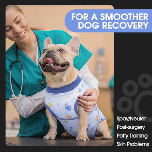 Dog Recovery Suit, Soft Surgical Suit for Dogs Onesie for Surgery | Cone Alternative after Surgery, Abdominal Wound Protector, Anti Lick Suit, Dog Onesie for Surgery Female Male Blue Boat XS - color: Blue Boat, size: Xs(back:8.3-11.4in,wt:4-7lbs)