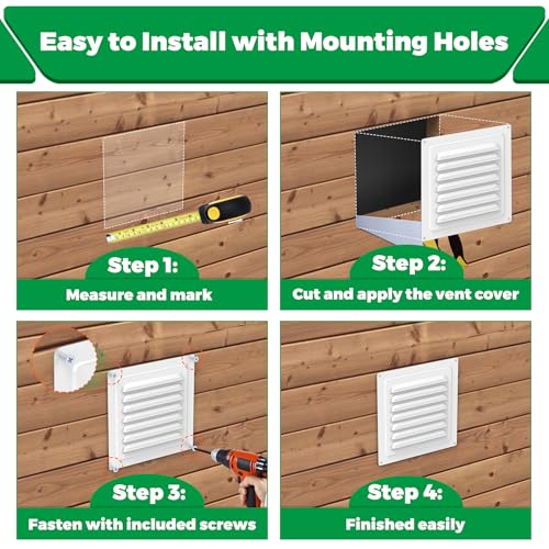 Forestchill Air Vent Louver for Chicken Coop, 10" x 10" Air Vent Grille with Built in Screen Mesh, Louvered Exhaust Grille for Chicken Coops Ventilation, White