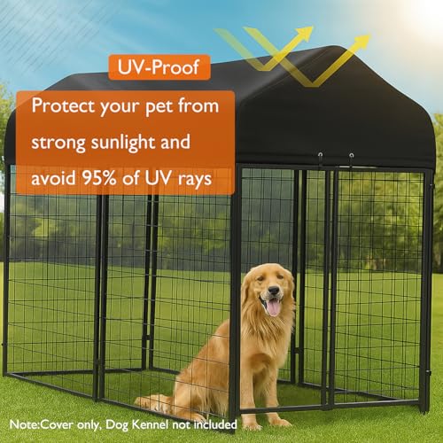 Outdoor Dog Kennel Cover 8'Dx4'W UV Resistant Waterproof Full Coverage for Dog Kennel Replacement Cover - color: 8'Lx4'W