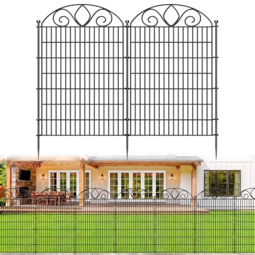No Dig Garden Fence Outdoor for Yard, 10 Panels | 48in(H) x23.6ft(L) Rustproof Metal Animal Barrier, Temporary Dog Fence, Decorative Fencing for Flower Bed, Patio, and Pet - size: 48 in(H) X 23.6 ft(L)