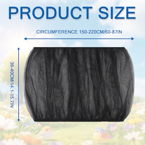 Large Bird Cage Cover, Breathable Nylon Mesh Seed Catcher with Adjustable Elastic Skirt, Black Birdcage Cover for Parrot Parakeet Cockatiel Cages (13.8x78.8-90.6 Inch)