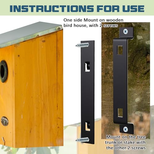 Blulu 2 Sets Bird House Hanger Bracket Stable Rust Proof Galvanized Steel Mounting Bracket for Securing Bird Houses Nesting Boxes Feeders, Quickly Remove for Cleaning (Black) - color: Black