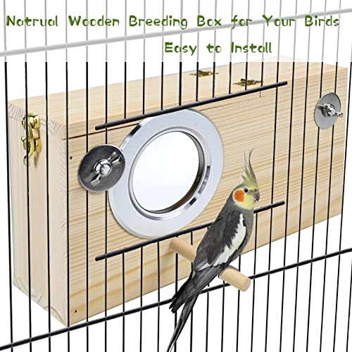 Parakeet Nesting Box Cockatiel Nesting Natural Pine Bird Nest Bird Breeding Box House Acrylic Transparent Bird Box with Detachable Wooden Board for Lovebirds Cockatiel Budgie Conure Parrot L - size: L(10.6*5.9*5.9inch)