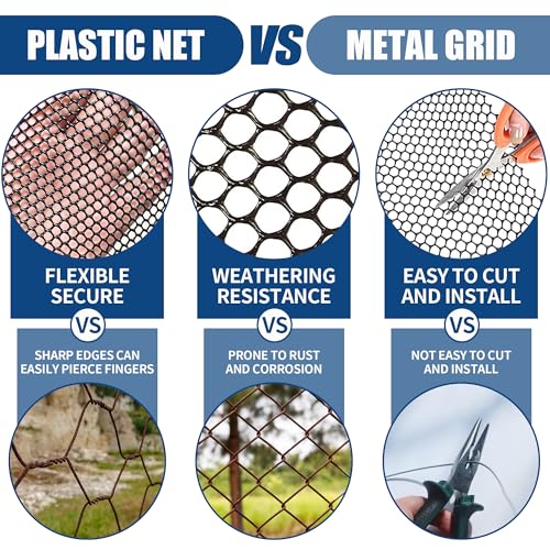 Heavy Duty Black Plastic Chicken Wire Mesh 15.7in*10ft | Easy to cut and bend, no sharp edges. Ideal for poultry, rabbits, dogs, garden beds, balcony screens, floral guards & DIY. - color: 10ft Black