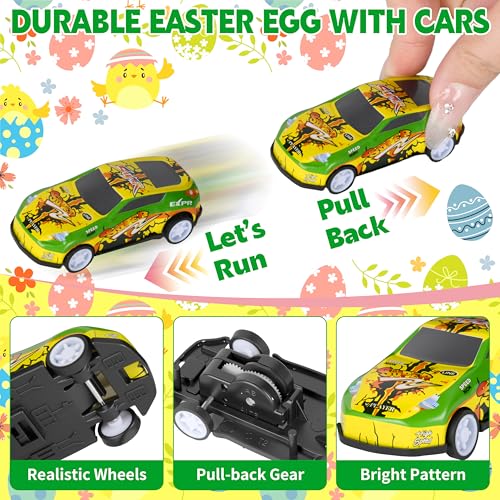 Seifar 24Pack Prefilled Easter Eggs with Pull Back Cars,Mini Race Car Prefilled Easter Basket Stuffers Gifts Party Favors for Classroom Prizes Goodie Bag Egg Hunt - style: racing