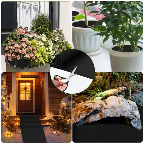 12x120 Inch Planter Liner Roll Fabric Planter Basket Liner Non Woven Black Felt Window Box Liners Coconut Fiber Liner Roll Replacement Hanging Basket Liner Coco for Plants Flower Outdoor Indoor Garden - size: 12 x 120 Inch