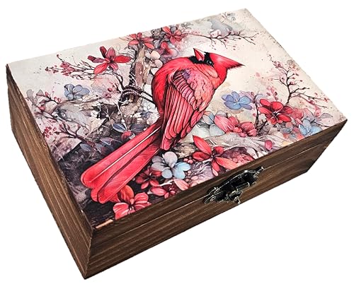 RK Collections Cardinal Trinket Box Small Jewelry Keepsake Box | Bird Lovers Gift Idea, Animal Lovers Case/Holder. (6.5") (Cardinal) - style: Cardinal