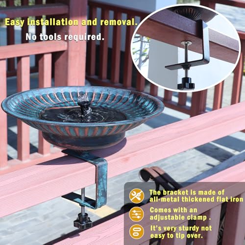 Solar Bird Bath,Deck Bird Bath with Solar Fountain,Deck Mounted Bird Bath