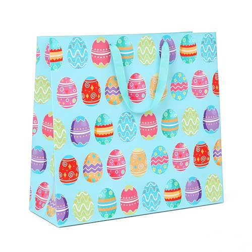 STPIYFZU 13" Large Easter Gift Bags with Handles, Egg Design Reusable Paper Easter Bag for Egg Hunts Kids Party Supplies, Gift Wrapping - color: 1 PCS Egg bags 02