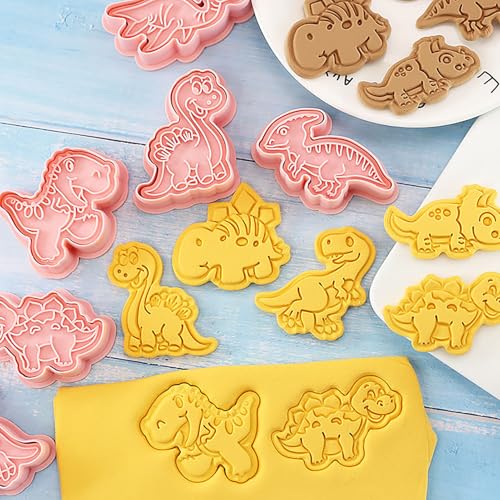 8Pcs Dinosaur Cookie Cutter T-Rex Triceratops Biscuit Molds for Kids Baking | Pterosaur & Brachiosaurus Cookie Molds, Ideal for Kids Birthday, Dino Party & Handmade Craft Making - color: Dinosaur B