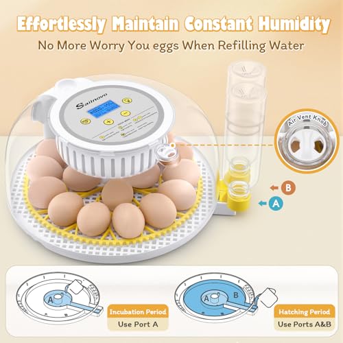 Sailnovo 18 Eggs Incubators for Hatching Egg with Auto Water Filling | Egg Turning,Egg Candler,ncubator for Chicken Duck Quail Eggs,Temperature Control,Ideal for Year-round incubation - color: Grey-White-Yellow, size: Hatch 18
