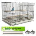 A&E Cage Co 503 Flight Cage – 24"x16"x16" Small Bird Cage with Slide-Out Tray, Wood Perch, Dual Feeding Stations & Carry Handle – Black Powder Coated Cage for Finches, Canaries & Small Birds - color: Black, size: 24.0"L x 16.0"W x 16.0"H