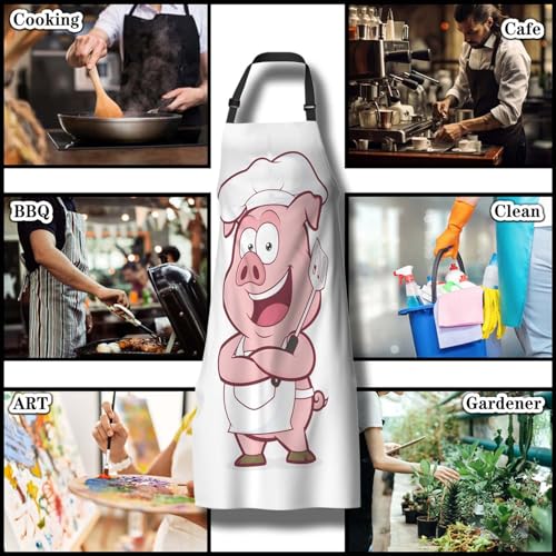 Kitchen Apron for Men Pig Chef Women Aprons for Cooking Restaurant BBQ Painting Crafting Gardening 27” (W) x 31” (H), Waterproof Apron - color: Pig Chef