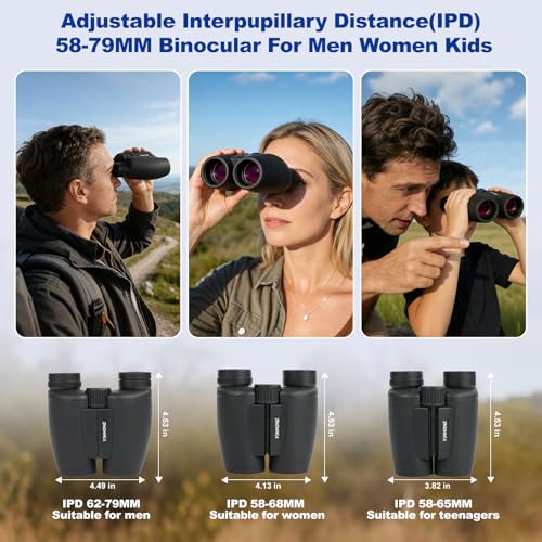 12x30 Compact Binoculars for Adults Kids, HD High Powered Binocular | Small Binoculars for Bird Watching Cruise Travel, with Phone Adapter, BAK4 Prism, Waterproof Lightweight Pocket Binoculars