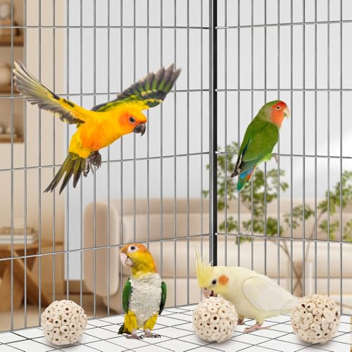 Wontee Bird Toys Sola Balls 2.4" Parrot Foraging Toys Soft Sola Atta Ball Parrot Chew Shred Toy for Cockatiels Conures Parakeets Budgies Senegal (4)