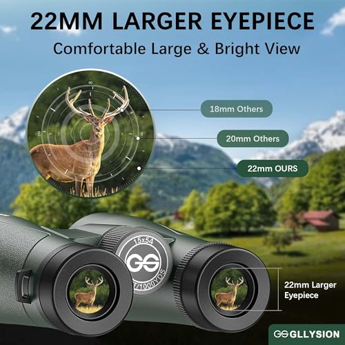 15x54 Binoculars for Adults High Powered with Harness & Phone Adapter | Super Bright BAK4 Optics, Waterproof, Large View, Clear Low Light Vision, for Bird Watching Cruise Travel Hunting Sport - color: Dark Green