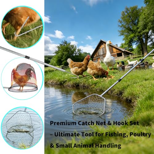 2 Pack Adjustable Poultry Catching Net, Chicken Net Bird Catching Net, 47"-106" Stainless Steel Telescopic Capture Net