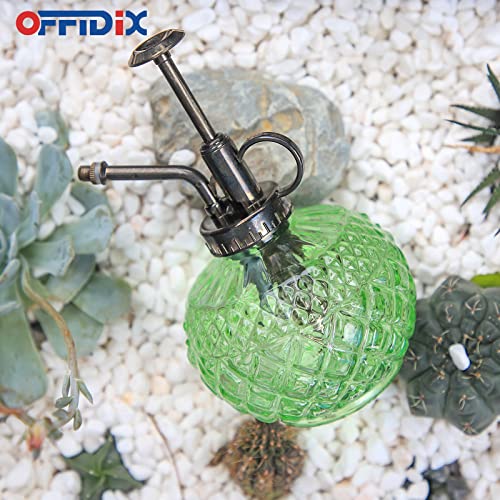 Plant Mister, Green Glass Fine Mist Spray Bottle for Plants 10 oz | Glass Spray Bottles with Plastic Bronze Top Pump, Vintage 300ML Small Watering Can for Gardening, Cleaning Table Decorative - color: F-Light Green