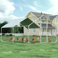 4ever2buy Metal Chicken Coop, 10x13 FT Walk-in Chicken Run Pen Poultry Cage, Water-Resistant & Anti-UV Cover, Large Chicken Coop for 12-15 Chickens - size: 157.2"L x 117.6"W x 76.8"H
